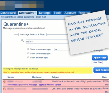 Quarantine viewer included